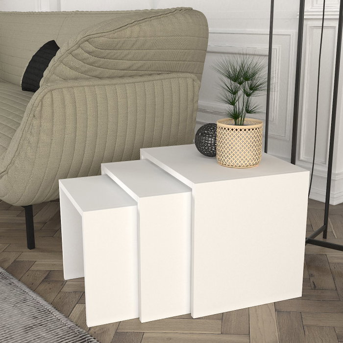 Hanah Home Zariel - Juego de mesas nido blancas (3 piezas)